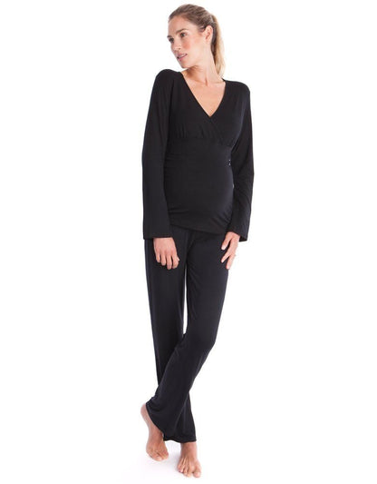 Women Seraphine Sleepwear Black Bamboo Lounge Maternity Pajamas
