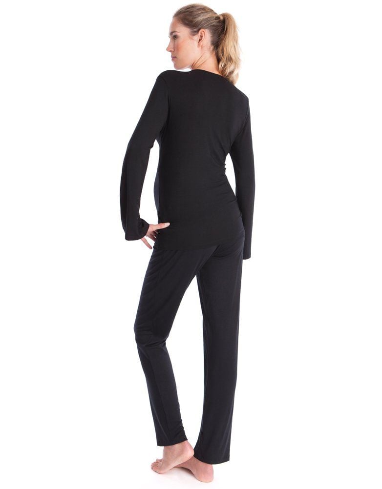 Women Seraphine Sleepwear Black Bamboo Lounge Maternity Pajamas
