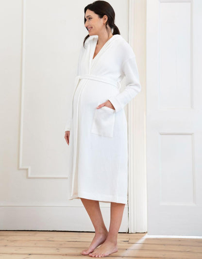 Women Seraphine Sleepwear Cotton Hooded Waffle Maternity-To-Nursing Dressing Gown
