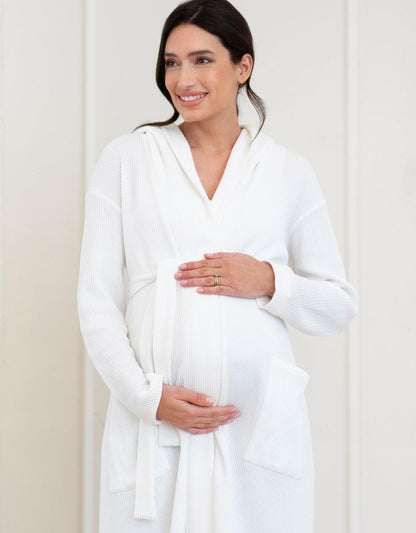 Women Seraphine Sleepwear Cotton Hooded Waffle Maternity-To-Nursing Dressing Gown