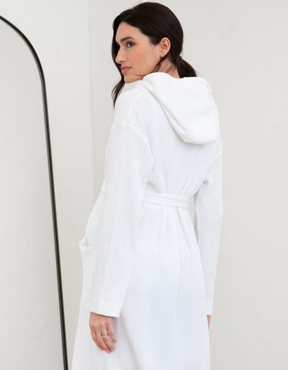 Women Seraphine Sleepwear Cotton Hooded Waffle Maternity-To-Nursing Dressing Gown