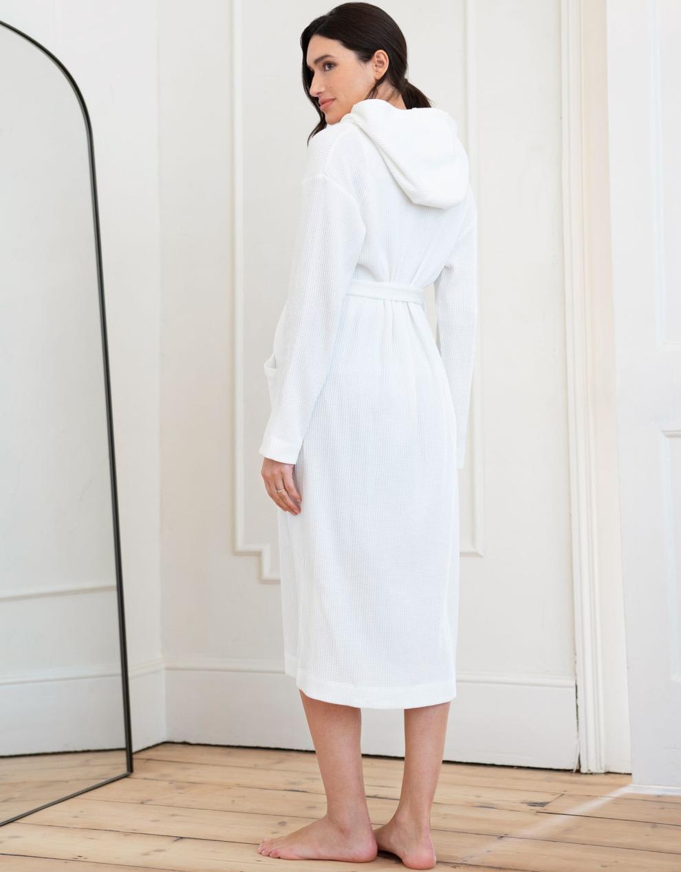 Women Seraphine Sleepwear Cotton Hooded Waffle Maternity-To-Nursing Dressing Gown