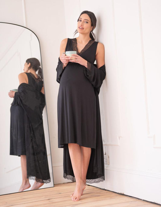 Women Seraphine Sleepwear Lace Trim Crossover Maternity-To-Nursing Nightie