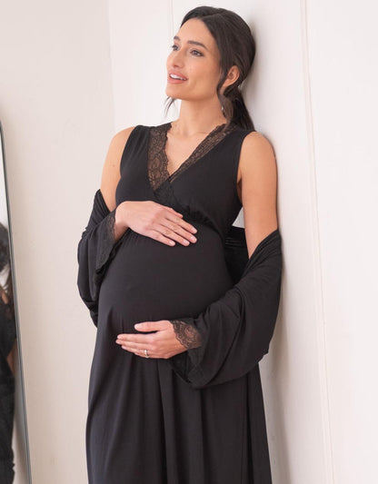 Women Seraphine Sleepwear Lace Trim Crossover Maternity-To-Nursing Nightie
