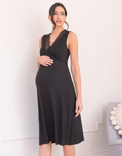 Women Seraphine Sleepwear Lace Trim Crossover Maternity-To-Nursing Nightie