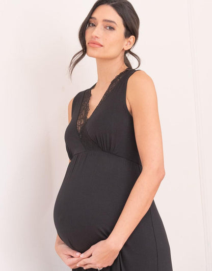 Women Seraphine Sleepwear Lace Trim Crossover Maternity-To-Nursing Nightie