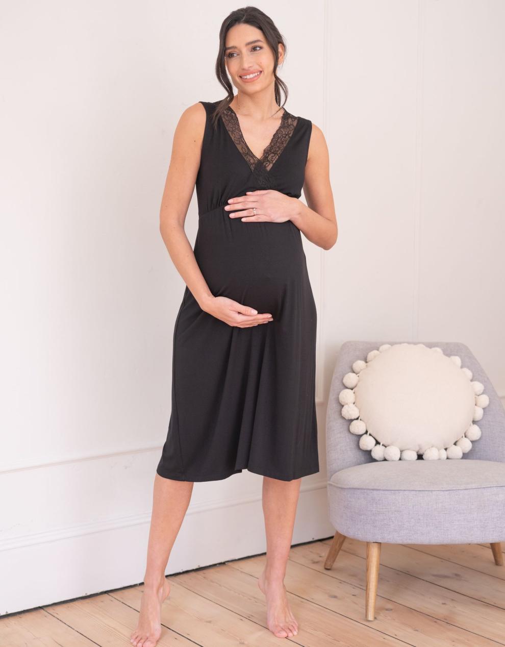 Women Seraphine Sleepwear Lace Trim Crossover Maternity-To-Nursing Nightie