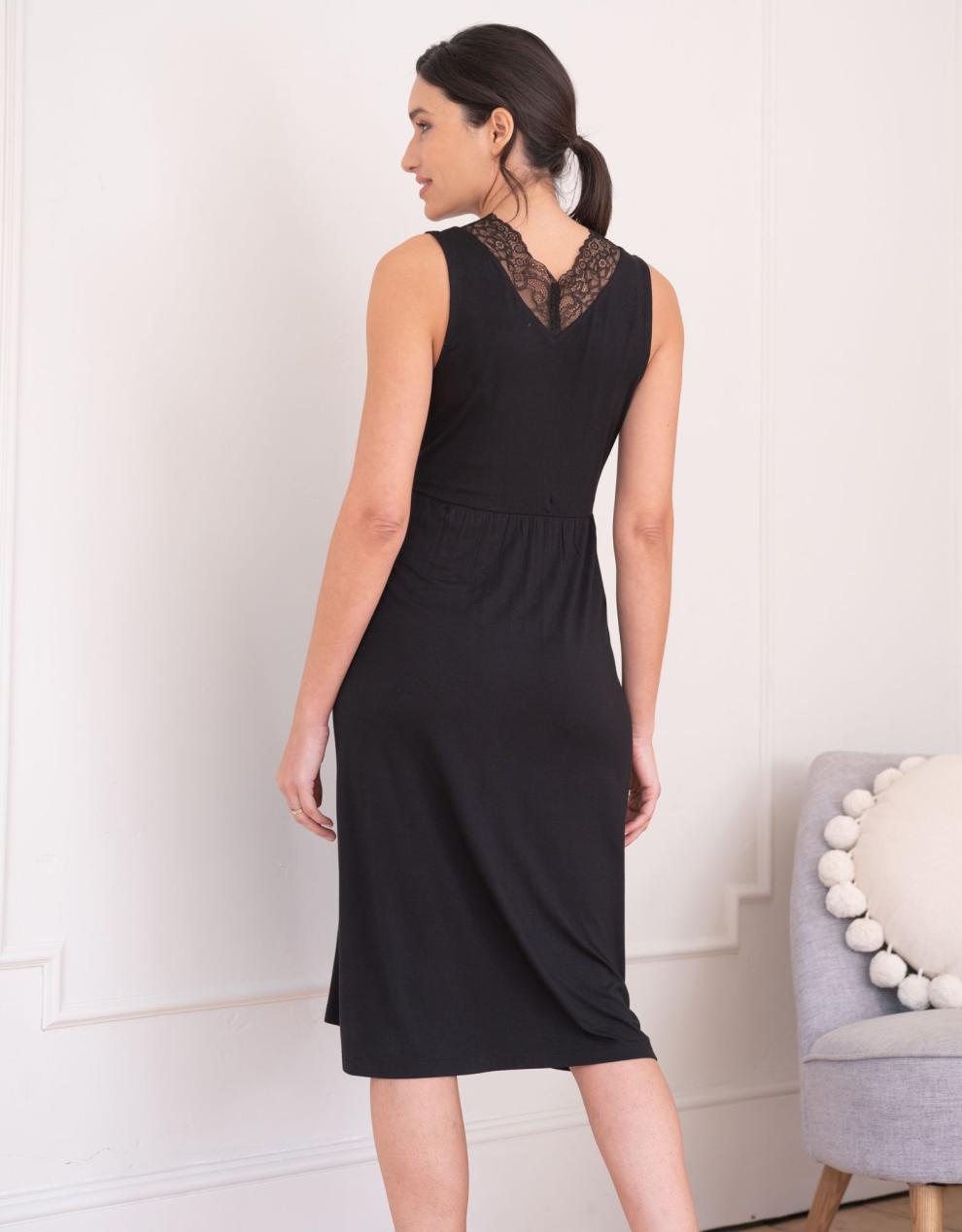 Women Seraphine Sleepwear Lace Trim Crossover Maternity-To-Nursing Nightie