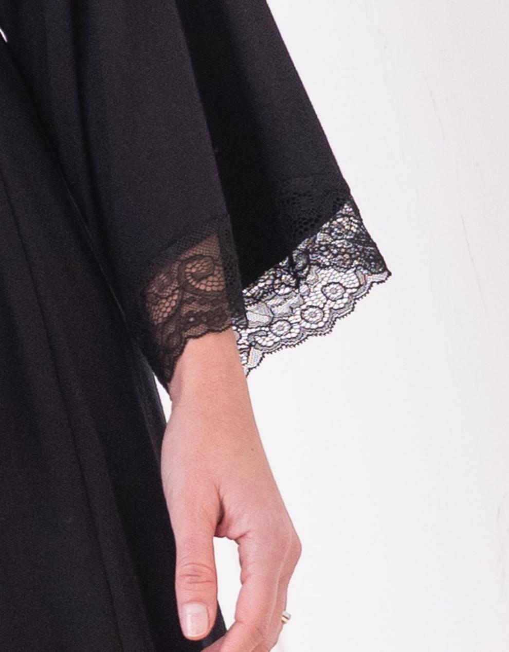 Women Seraphine Sleepwear Lace Trim Kimono-Style Dressing Maternity-To-Nursing Gown
