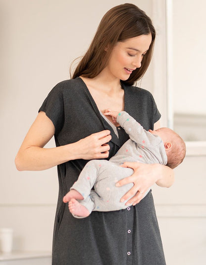 Women Seraphine Sleepwear Maternity Hospital Bag Midi Labor Gown In Organic Cotton US