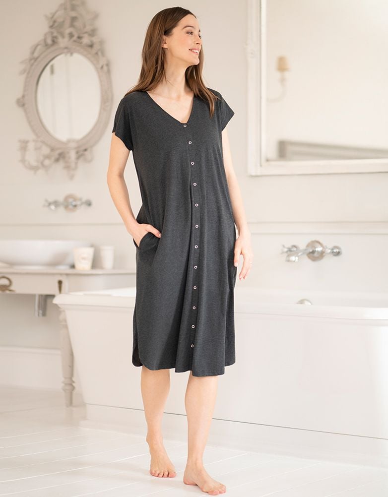 Women Seraphine Sleepwear Maternity Hospital Bag Midi Labor Gown In Organic Cotton US