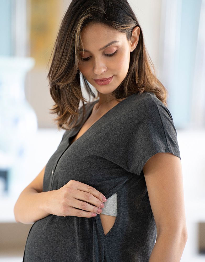 Women Seraphine Sleepwear Maternity Hospital Bag Midi Labor Gown In Organic Cotton US