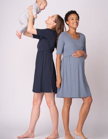 Women Seraphine Sleepwear Stretch Jersey Maternity & Nursing Nighties – Twin Pack