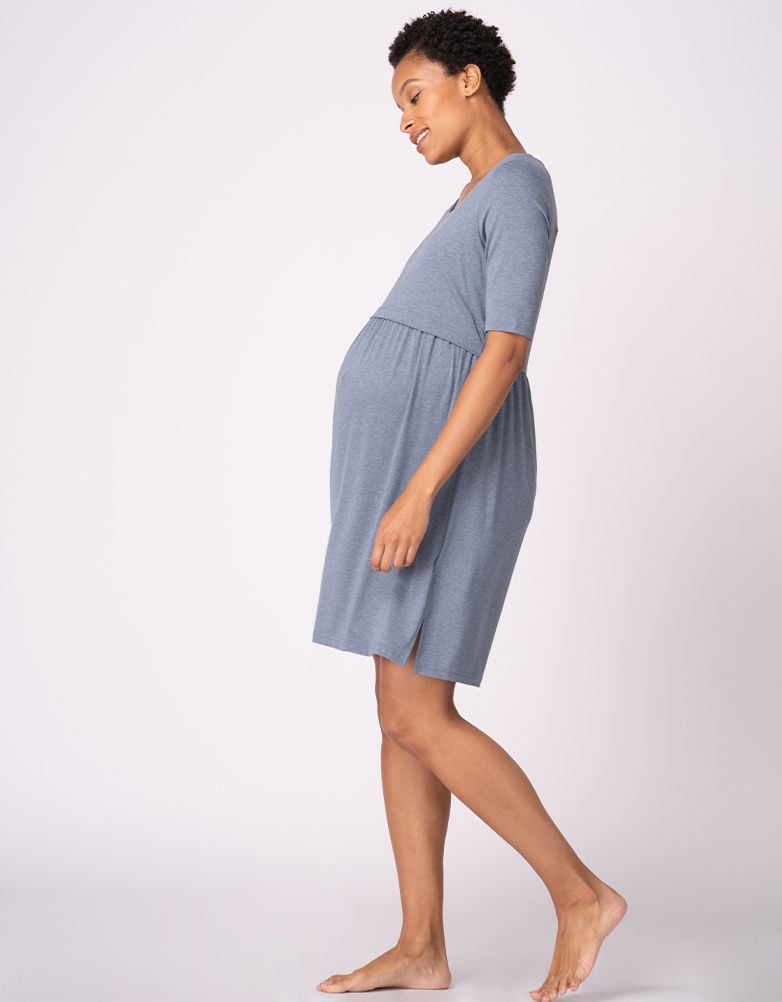 Women Seraphine Sleepwear Stretch Jersey Maternity & Nursing Nighties – Twin Pack