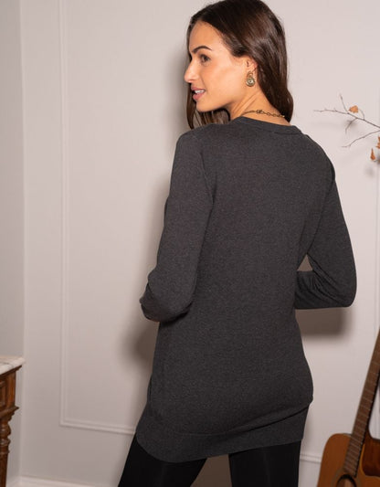 Women Seraphine Tops Charcoal Cotton Lift Up Maternity & Nursing Sweater