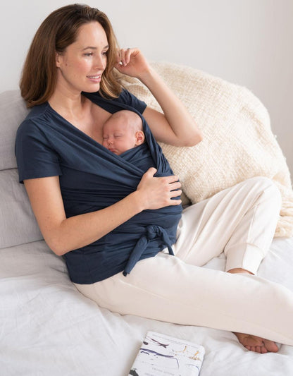 Women Seraphine Tops Navy Cotton Short Sleeve Skin To Skin Top