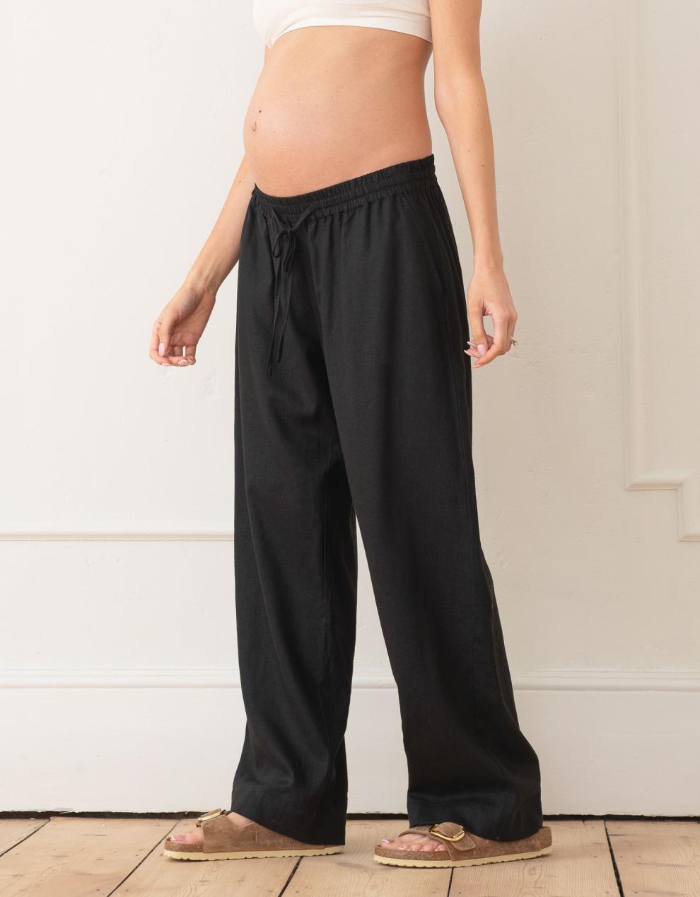 Women Seraphine Trousers & Skirts Wide-Leg Linen-Blend Under Bump Maternity Trousers