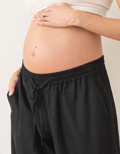 Women Seraphine Trousers & Skirts Wide-Leg Linen-Blend Under Bump Maternity Trousers
