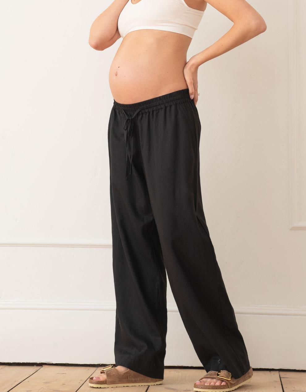 Women Seraphine Trousers & Skirts Wide-Leg Linen-Blend Under Bump Maternity Trousers