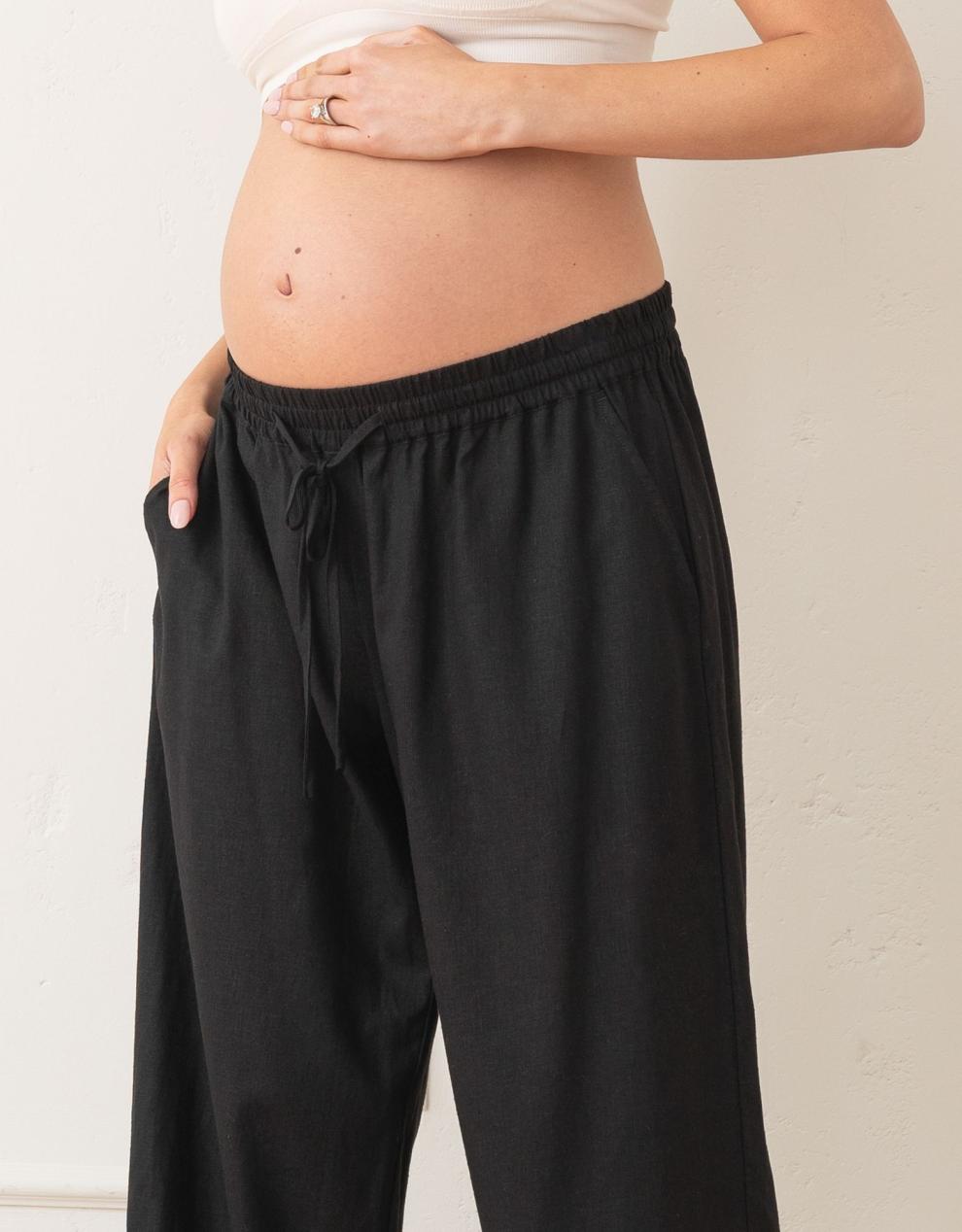 Women Seraphine Trousers & Skirts Wide-Leg Linen-Blend Under Bump Maternity Trousers