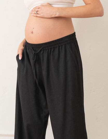 Women Seraphine Trousers & Skirts Wide-Leg Linen-Blend Under Bump Maternity Trousers